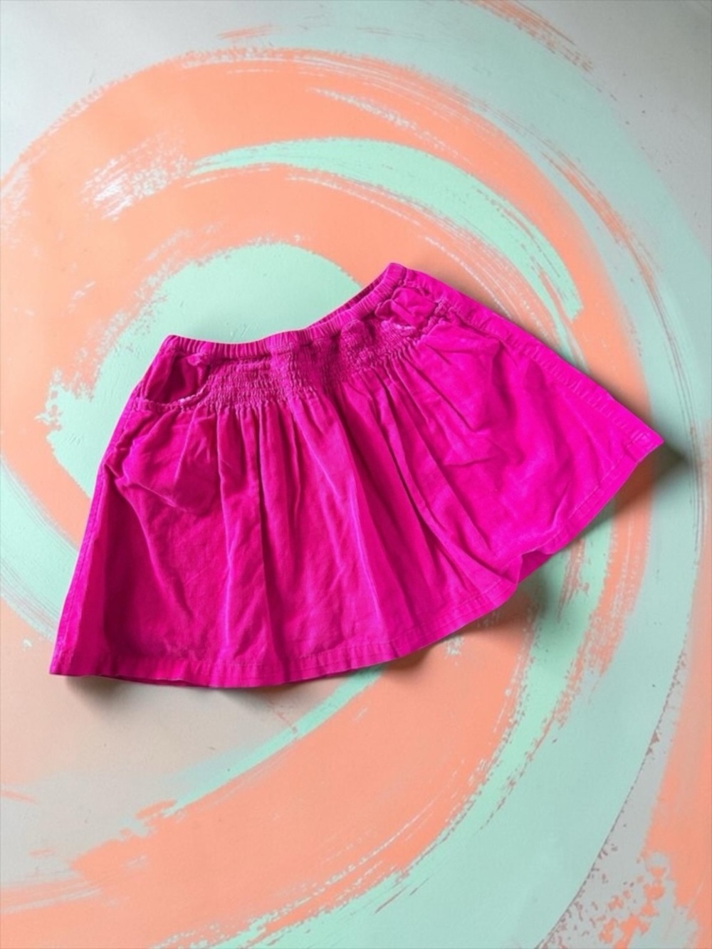 Mini Boden Girls Bright Pink Lined Corduroy Skirt • 4–5Y • Like New